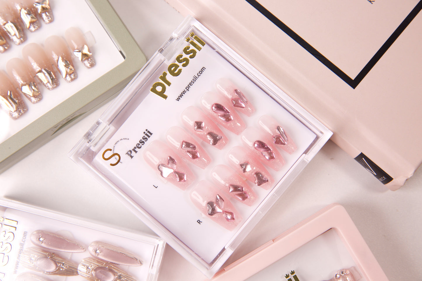 Pressii 96 Pink Waterfall Handmade Reusable Press-on Nail