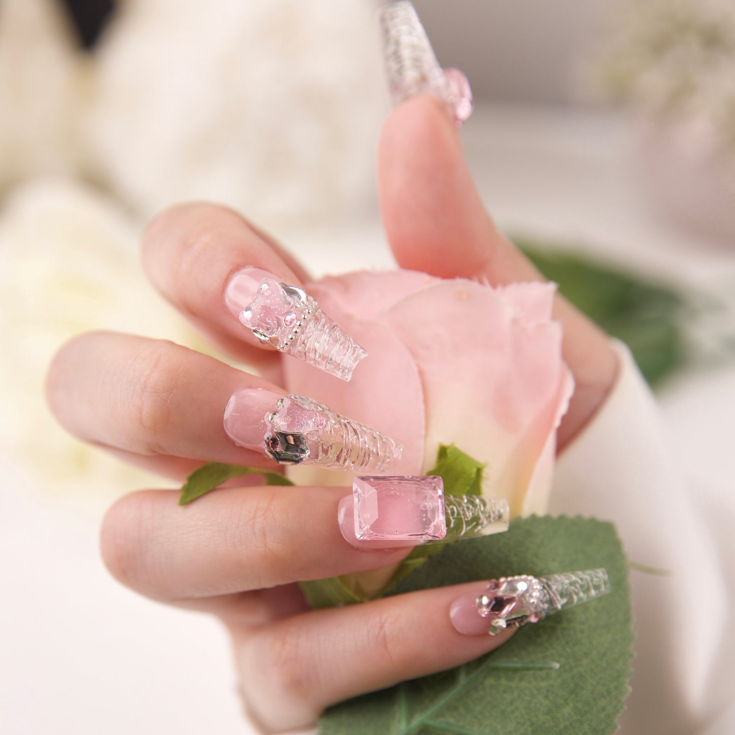 Pressii 66 Sweet Pinky Ice Handmade Reusable Press-on Nail