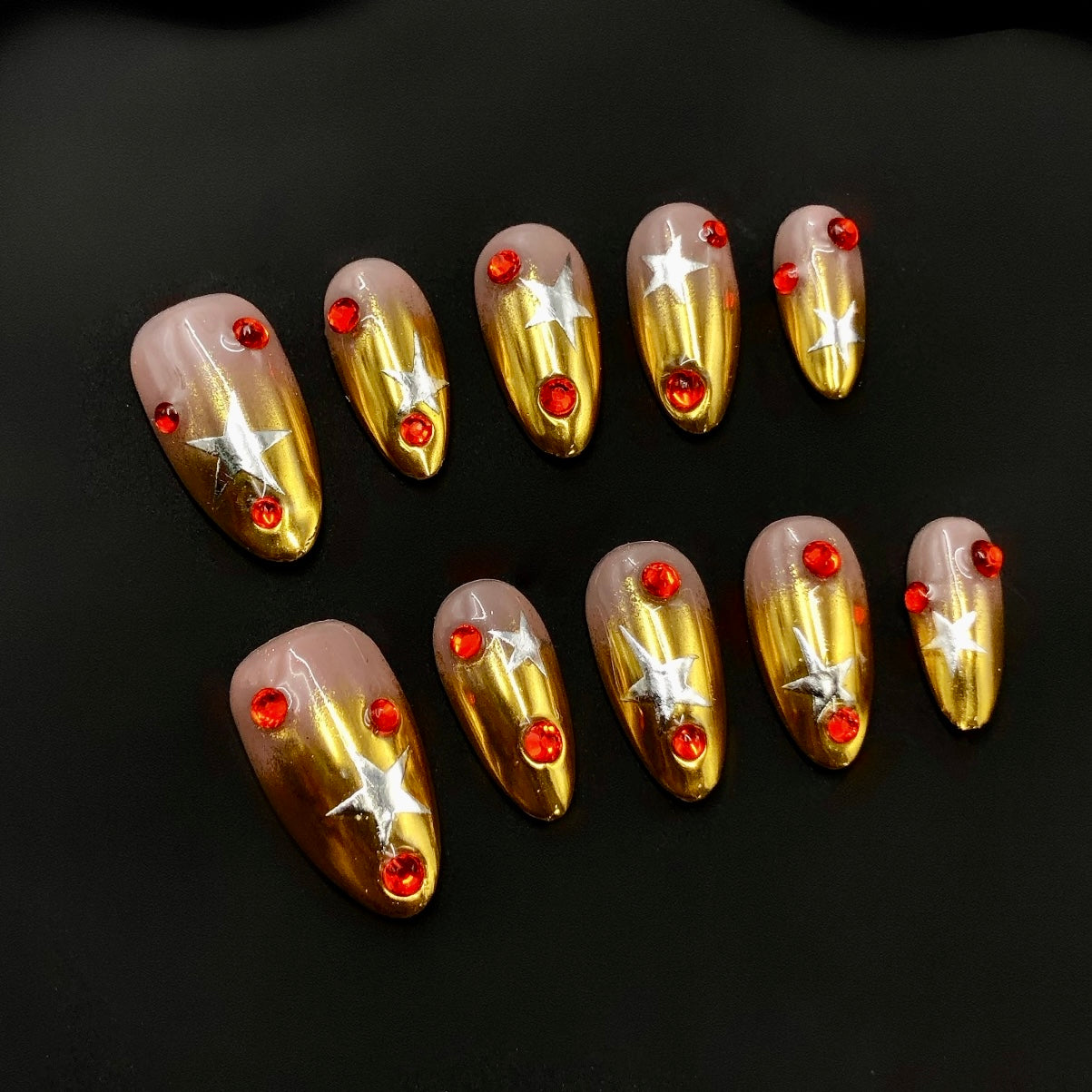 Pressii 166 Golden Starlight Reusable Press-on Nail