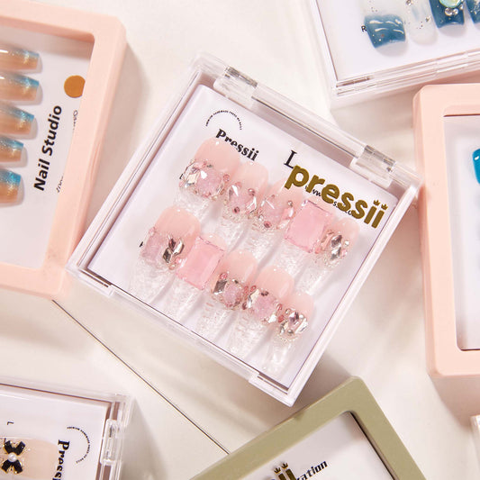 Pressii 66 Sweet Pinky Ice Handmade Reusable Press-on Nail