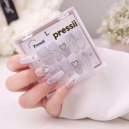 Pressii 49 Lavender Heart Handmade Reusable Press-on Nail