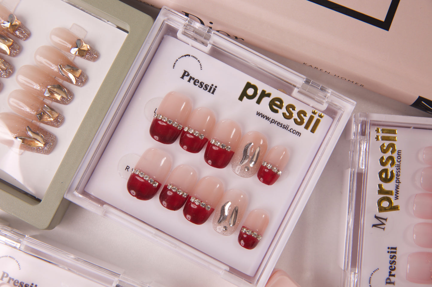 Pressii 94 Red Tips Press-on Nails Handmade Reusable Nail