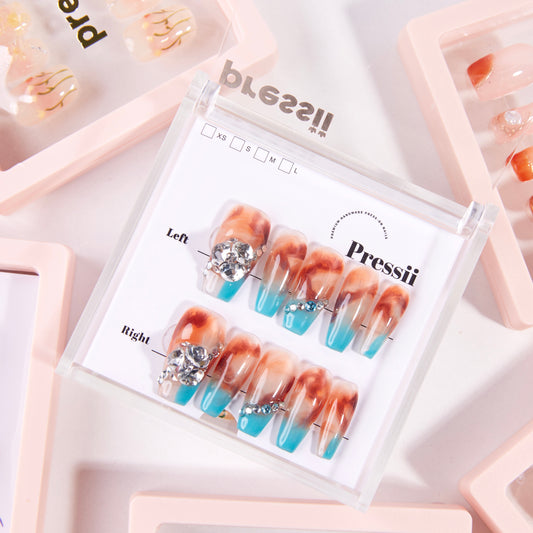 Pressii Ocean Ripple Handmade Reusable Press-on Nail