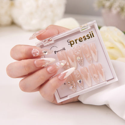 Pressii 5 Silver Diamond Handmade Reusable Press-on Nail