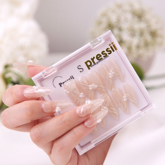 Pressii 8 Lace Pearl  Handmade Reusable Press-on Nail