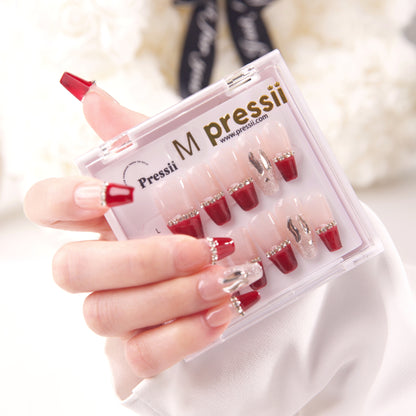 Pressii 93 Red Tips Press-on Nails Handmade Reusable Nail(Long)