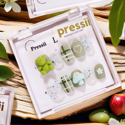 Pressii 100 Whimsical Press-on Nails Handmade Reusable Nail