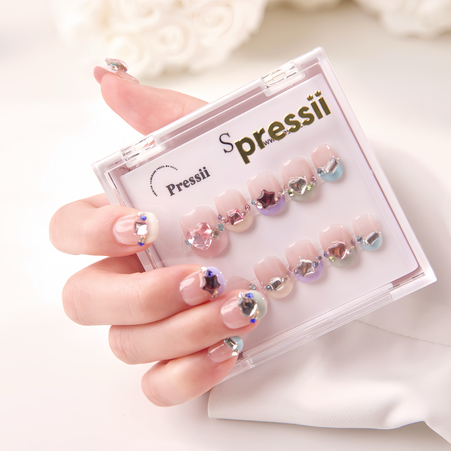 Pressii 101 Pastel Tips Press-on Nails Handmade Reusable Nail