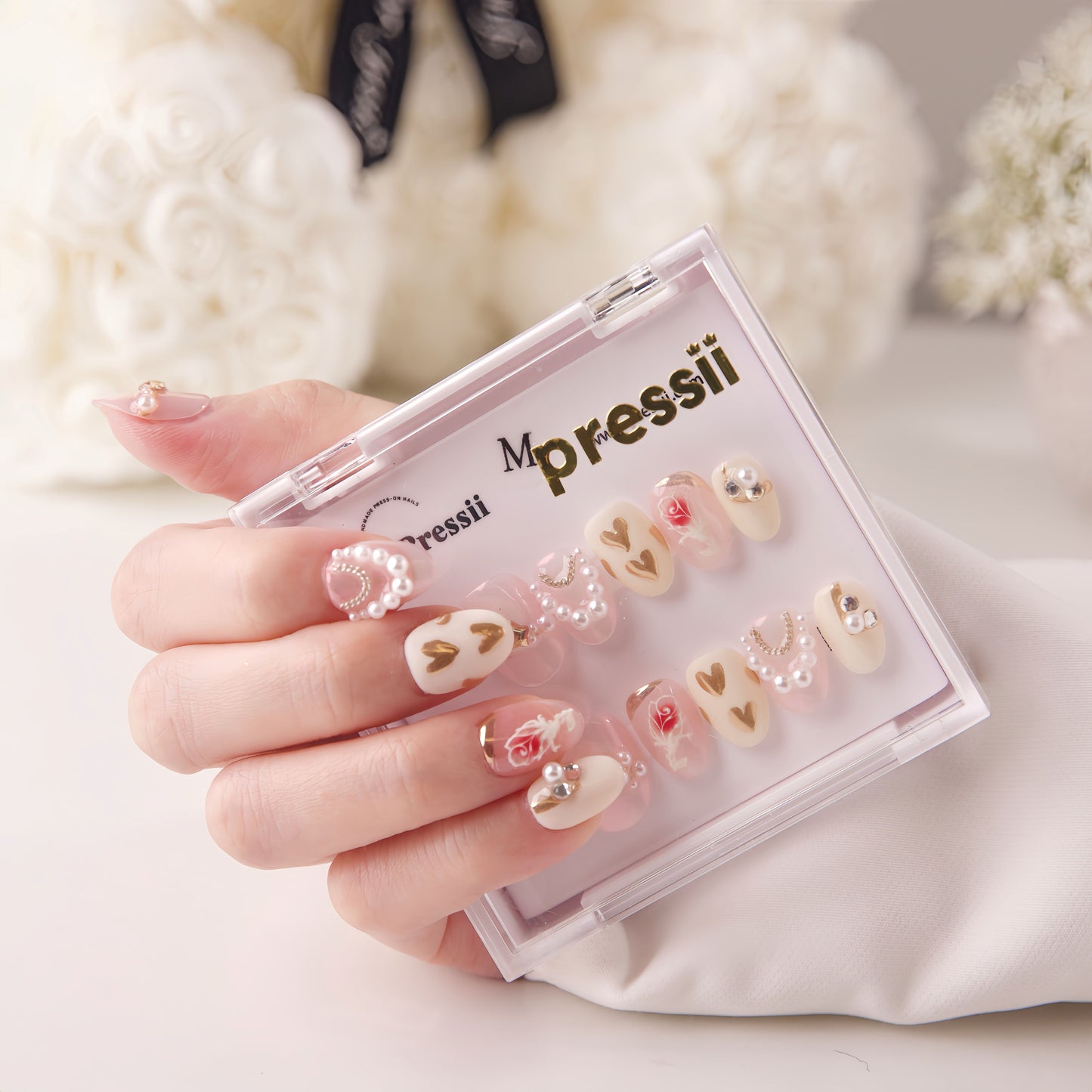 Pressii 137 opulent pearl Handmade Reusable Press-on Nail