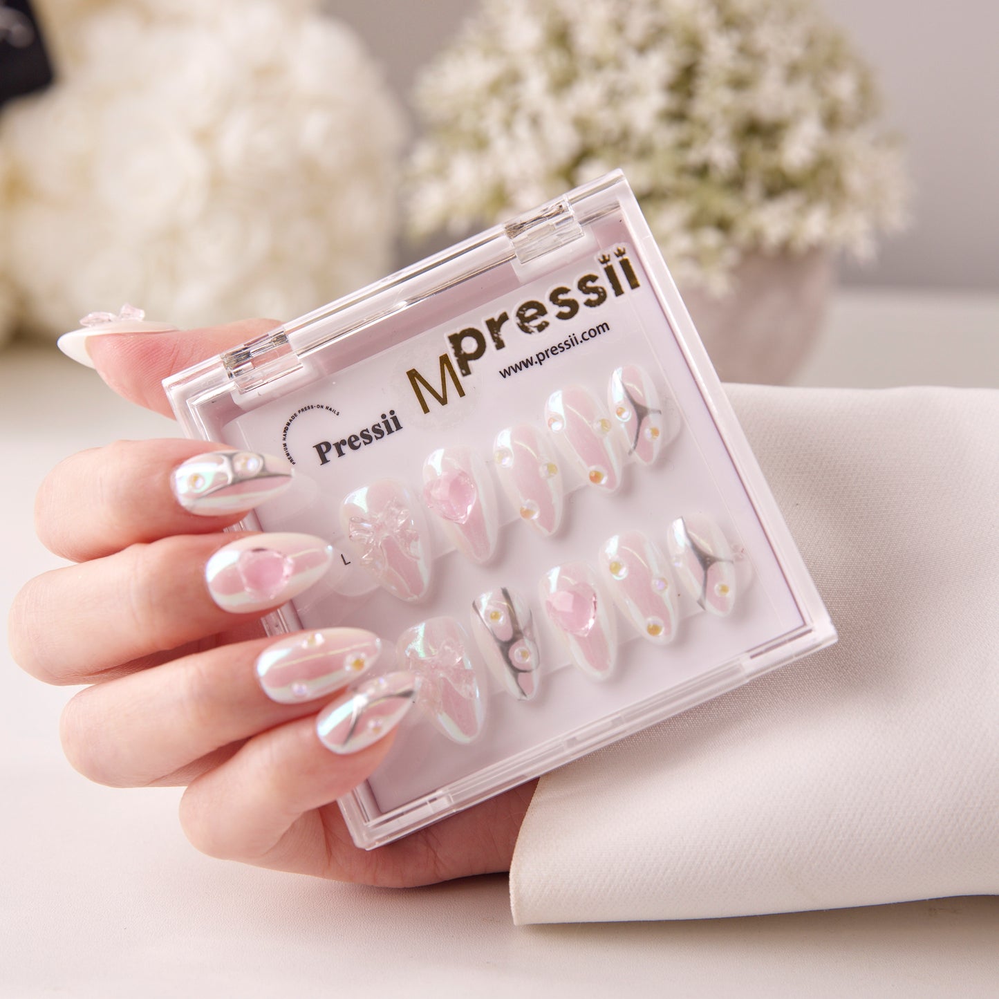 Pressii 148 Pink Cosmos Handmade Reusable Press-on Nail