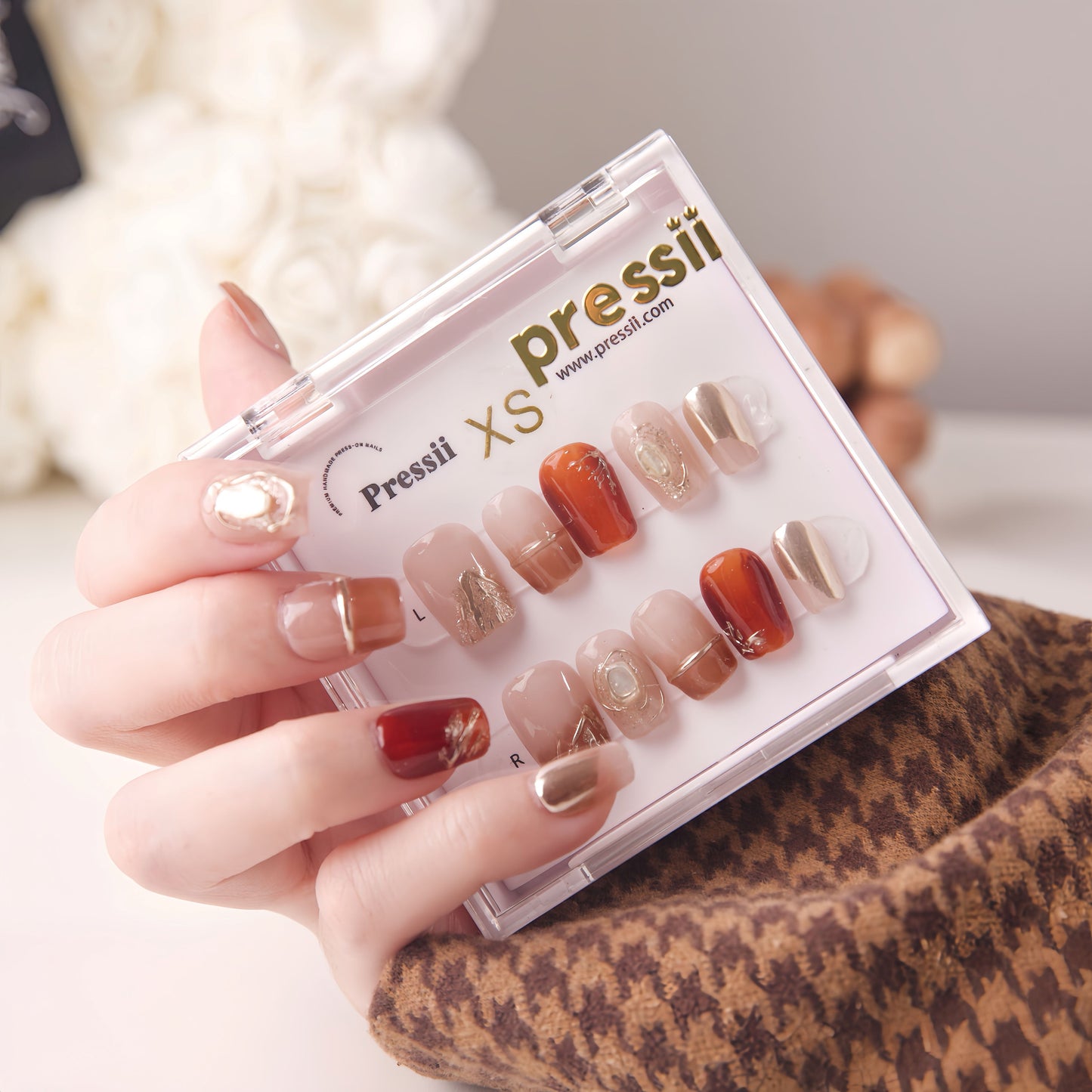 Pressii 110 Autumn Amber Handmade Reusable Press-on Nail