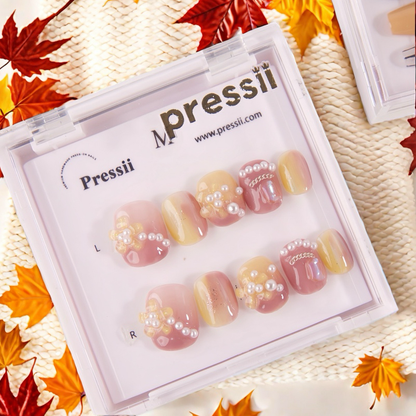 Pressii 138 Pearl Blossom Handmade Reusable Press-on Nail