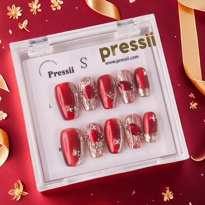 Pressii 78 Noble Red Handmade Reusable Press-on Nail