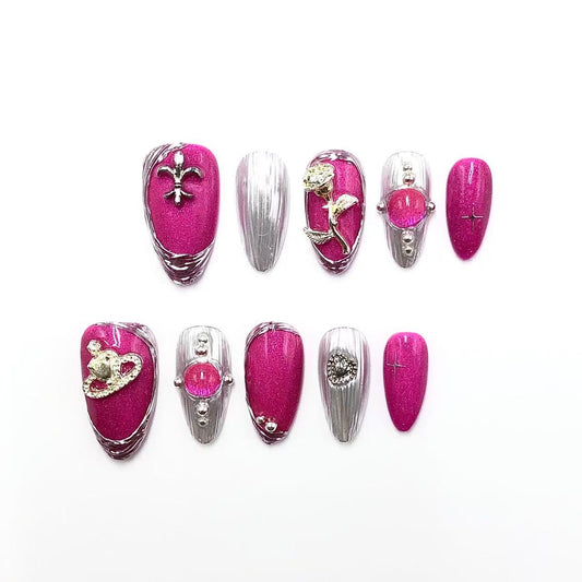 Pressii 158 Rosy Sparkle Reusable Press-on Nail