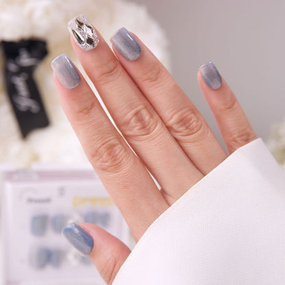 Pressii 43 Silver Sky Handmade Reusable Press-on Nail