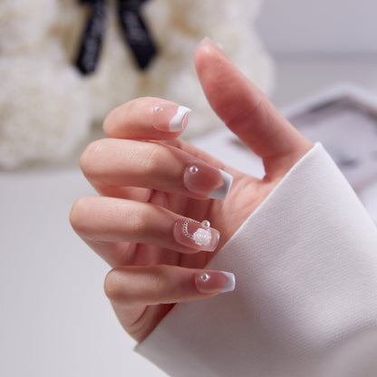 Bridal French Tip Press On Nails