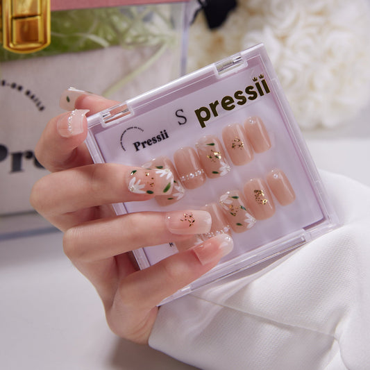 Nude Floral Press On Nails