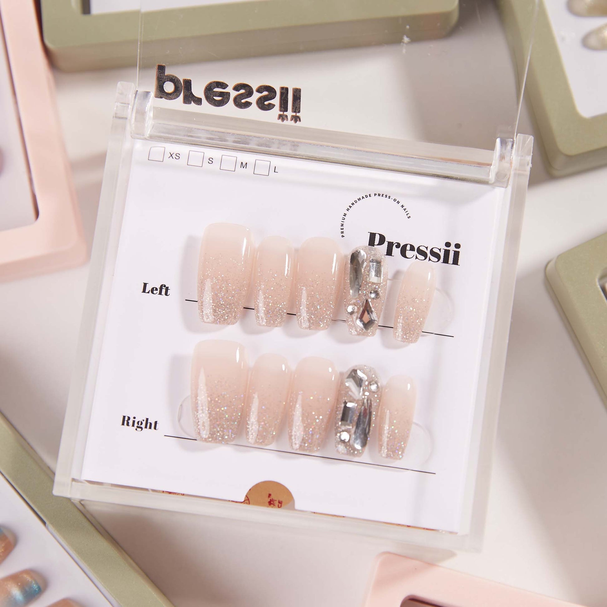 Nude Gemstone Press On Nails