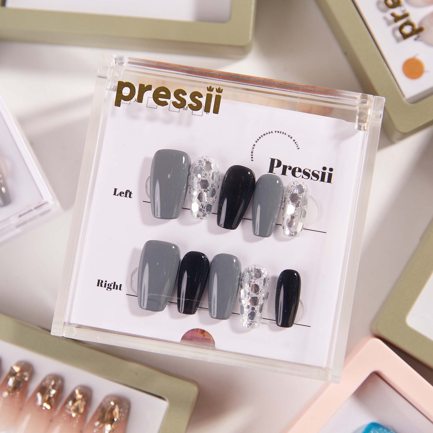 Pressii 84 Slate Noir Handmade Reusable Press-on Nail