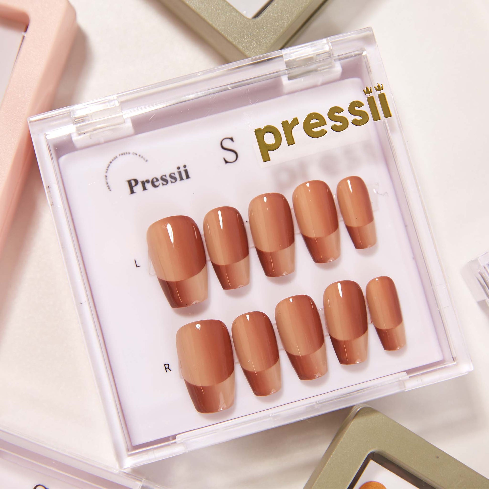 Brown Gradient Press On Nails