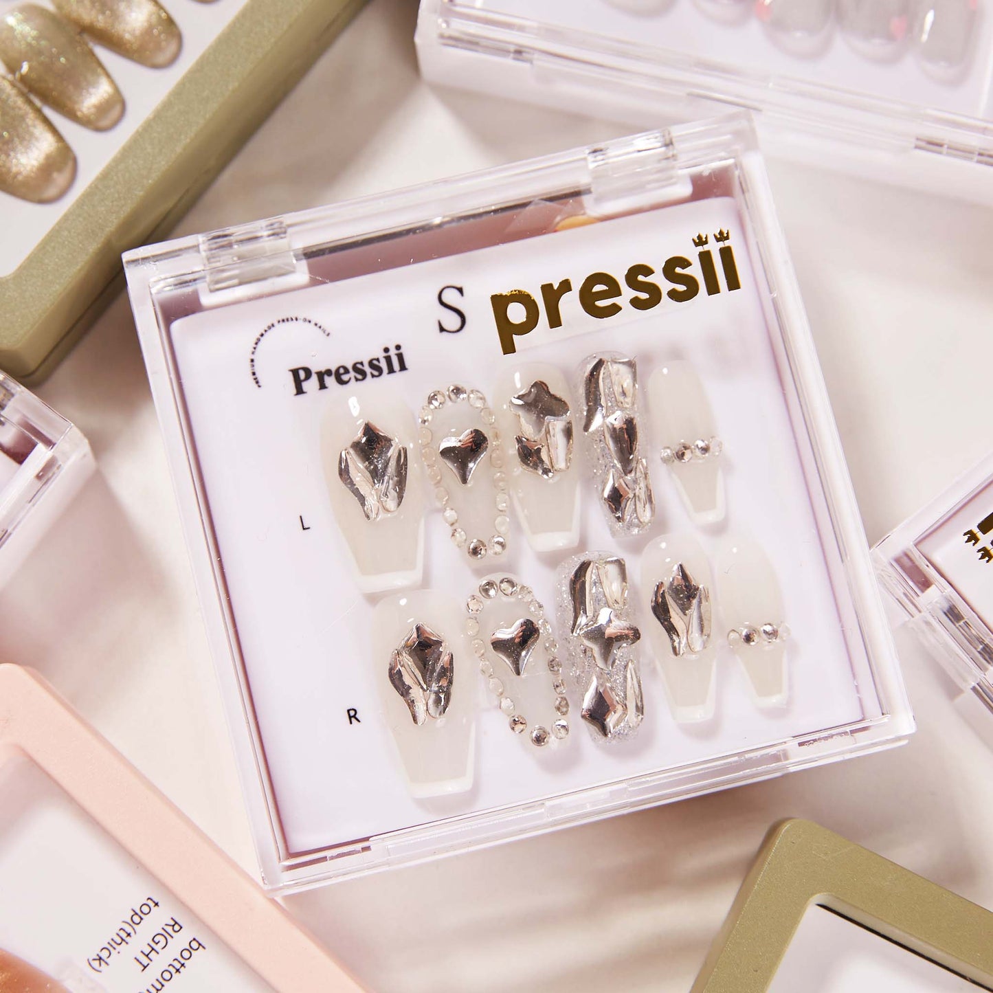 Pressii 15 Diamond Love Handmade Reusable Press-on Nail